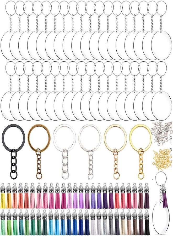 DIY Crafts 18 Pcs, Bright Gold, Acrylic Keychain Blank Tassel Set Including Acrylic Circle Disc Ornament Blanks Key Rings with Chain Jump Rings Keychain Tassels Sc (18 Pcs, Bright Gold) - Image 1